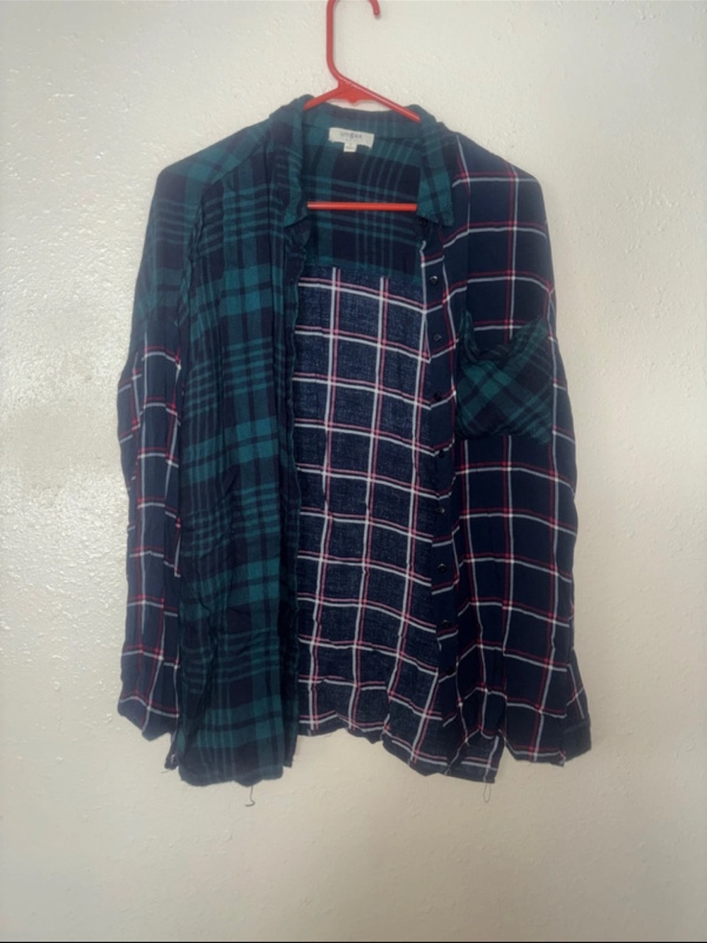 Umgee Green and Navy Plaid Button-Down Shirt Jacket